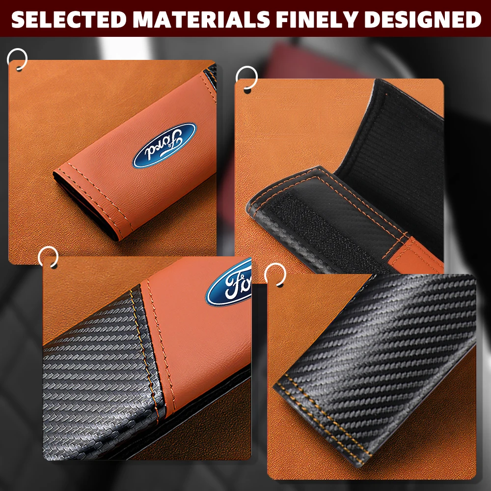 2pcs Seat Belt Covers Car Safety Belts Cover Auto Accessories For Ford Mustang Foose Explorer Mondeo Shelby Fiesta Focus Fusion