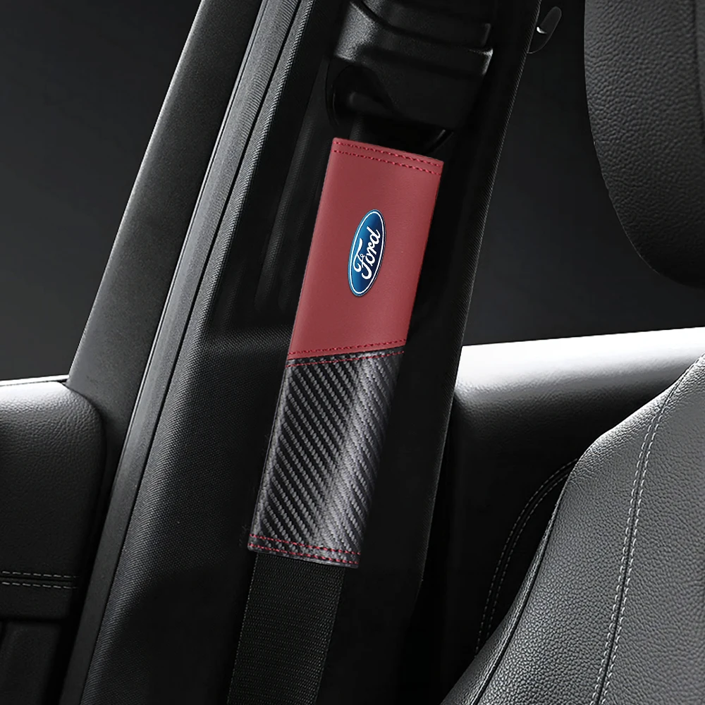 2pcs Seat Belt Covers Car Safety Belts Cover Auto Accessories For Ford Mustang Foose Explorer Mondeo Shelby Fiesta Focus Fusion