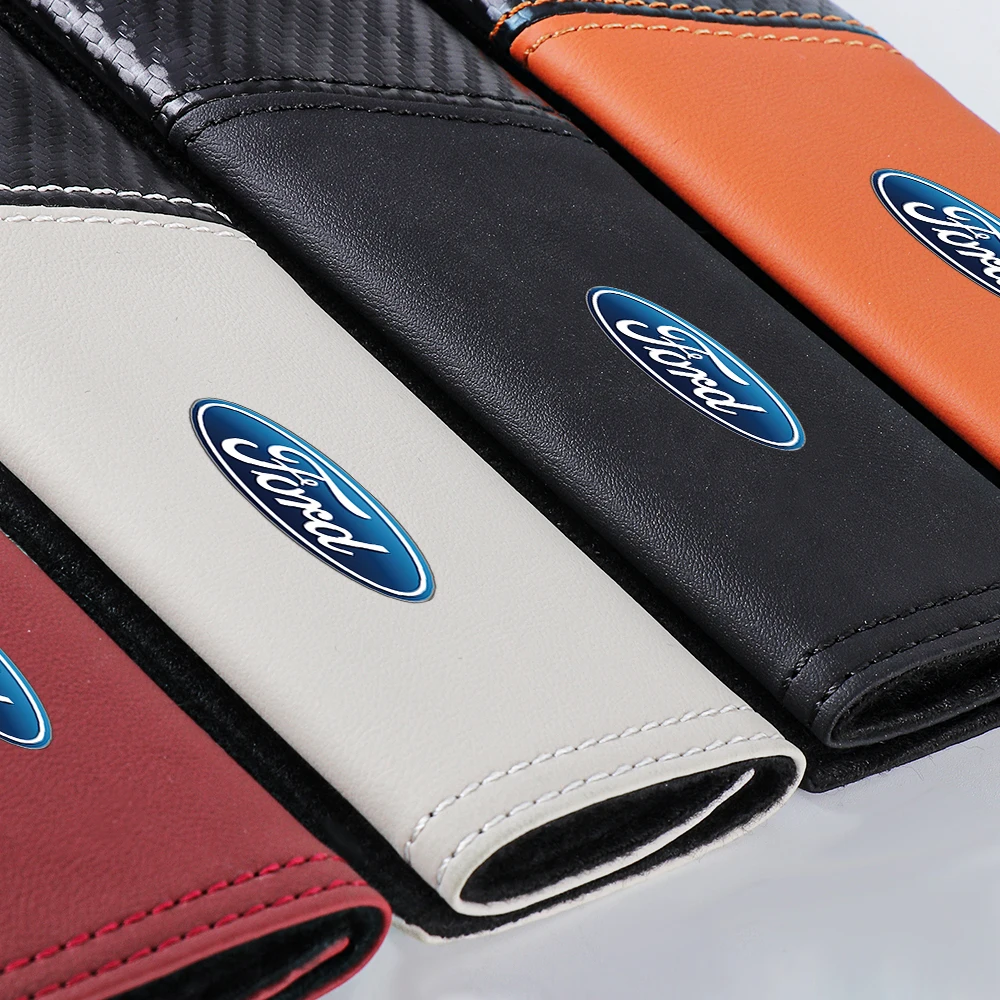 2pcs Seat Belt Covers Car Safety Belts Cover Auto Accessories For Ford Mustang Foose Explorer Mondeo Shelby Fiesta Focus Fusion