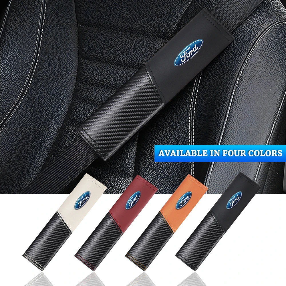 2pcs Seat Belt Covers Car Safety Belts Cover Auto Accessories For Ford Mustang Foose Explorer Mondeo Shelby Fiesta Focus Fusion