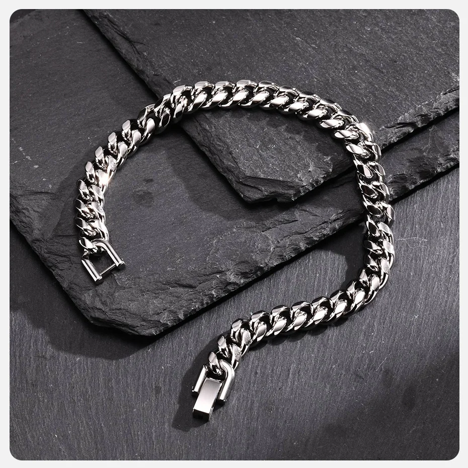 Vnox 18cm/20cm/22cm Stainless Steel Bold Cuban Bracelets for Men Women,6mm/8mm/10mm/12mm Width Miami Curb Links Wristband Gift