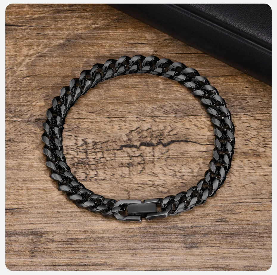 Vnox 18cm/20cm/22cm Stainless Steel Bold Cuban Bracelets for Men Women,6mm/8mm/10mm/12mm Width Miami Curb Links Wristband Gift