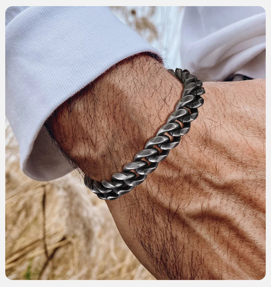 Vnox 18cm/20cm/22cm Stainless Steel Bold Cuban Bracelets for Men Women,6mm/8mm/10mm/12mm Width Miami Curb Links Wristband Gift