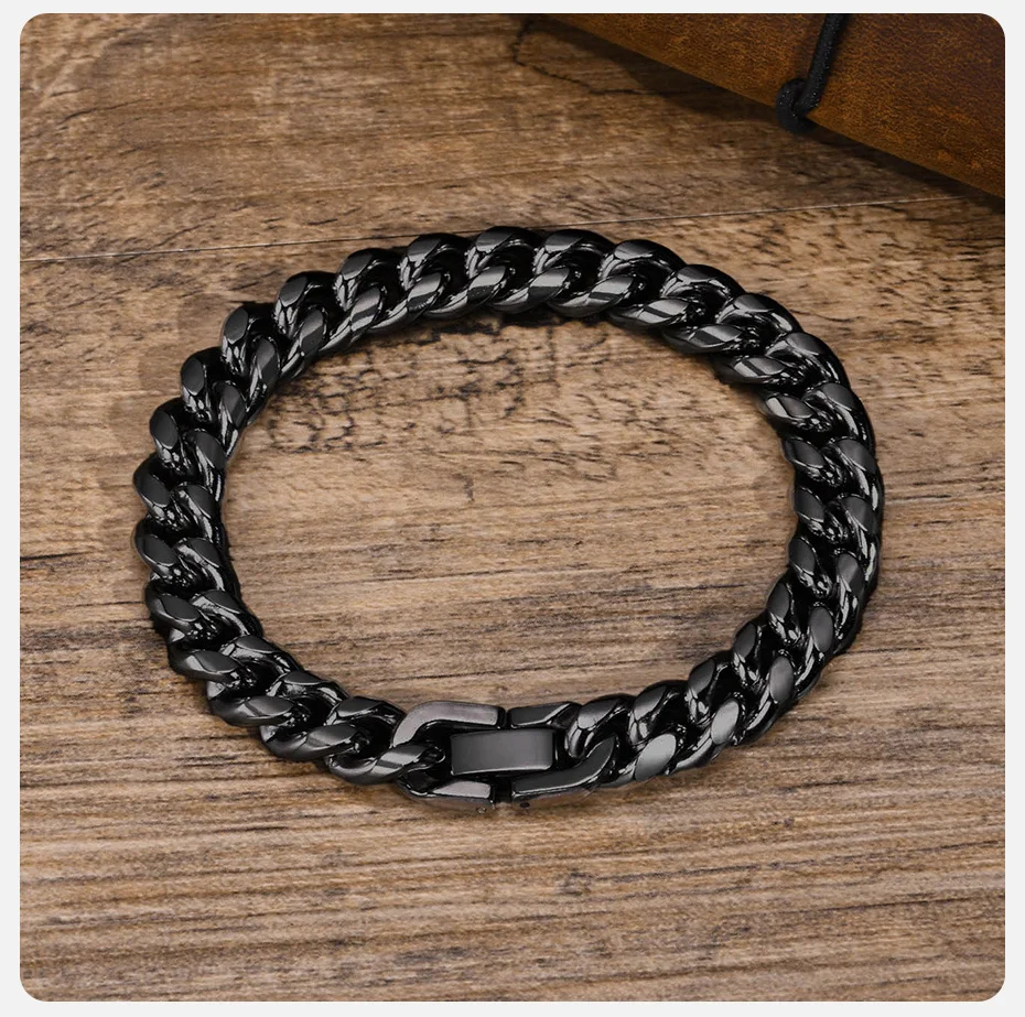Vnox 18cm/20cm/22cm Stainless Steel Bold Cuban Bracelets for Men Women,6mm/8mm/10mm/12mm Width Miami Curb Links Wristband Gift