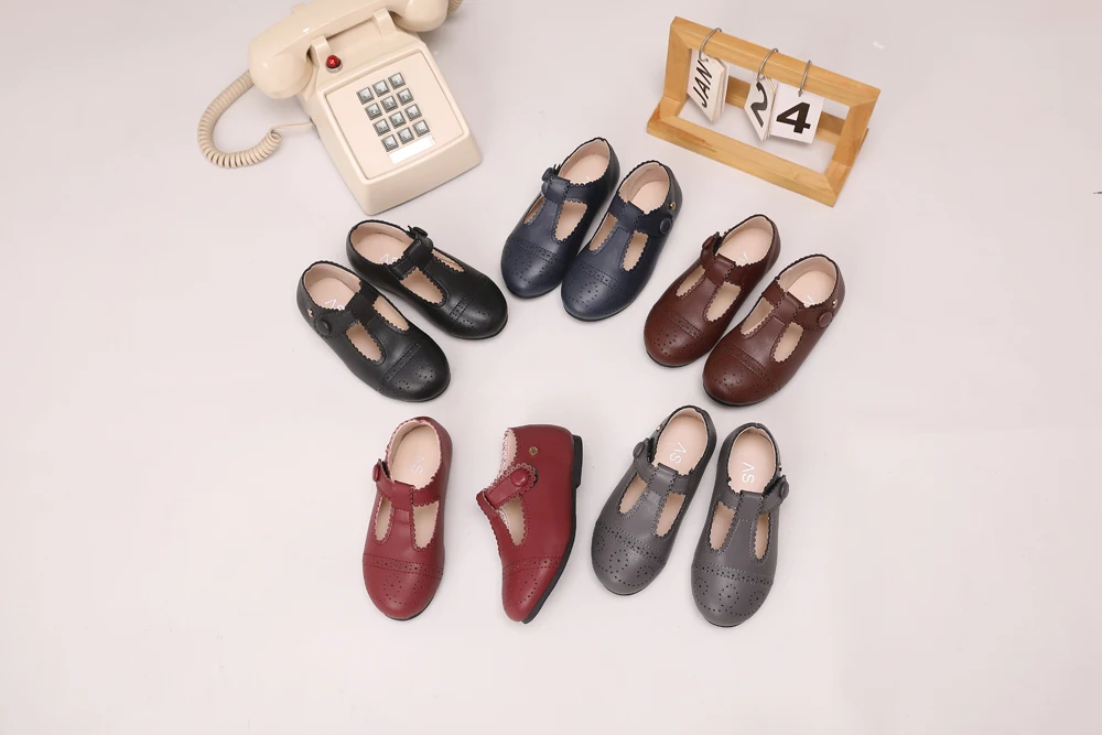 AS Kids Shoes Children Brand Shoes Baby Girls Leather Shoes Toddler Princess Flats Boys Brouge Oxford Soft Platform Mary Jane