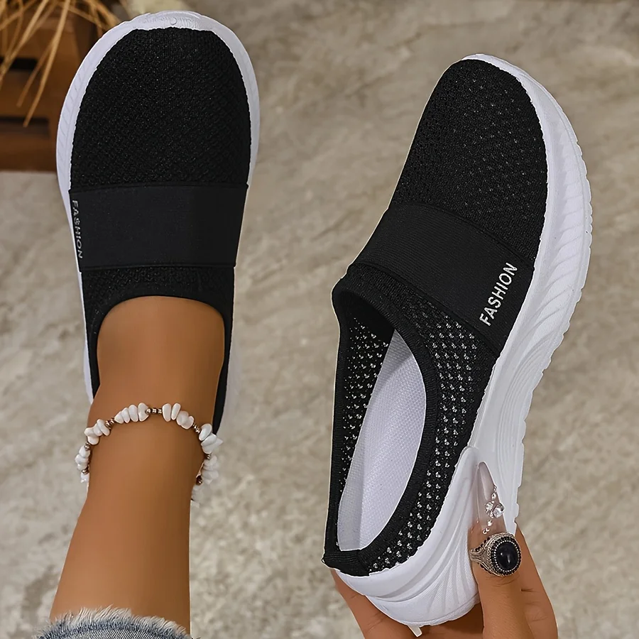 Women's Casual Slip-On Sneakers Breathable Fabric Lightweight PVC Sole Machine Washable Cleanable All-Season Comfort Shoes