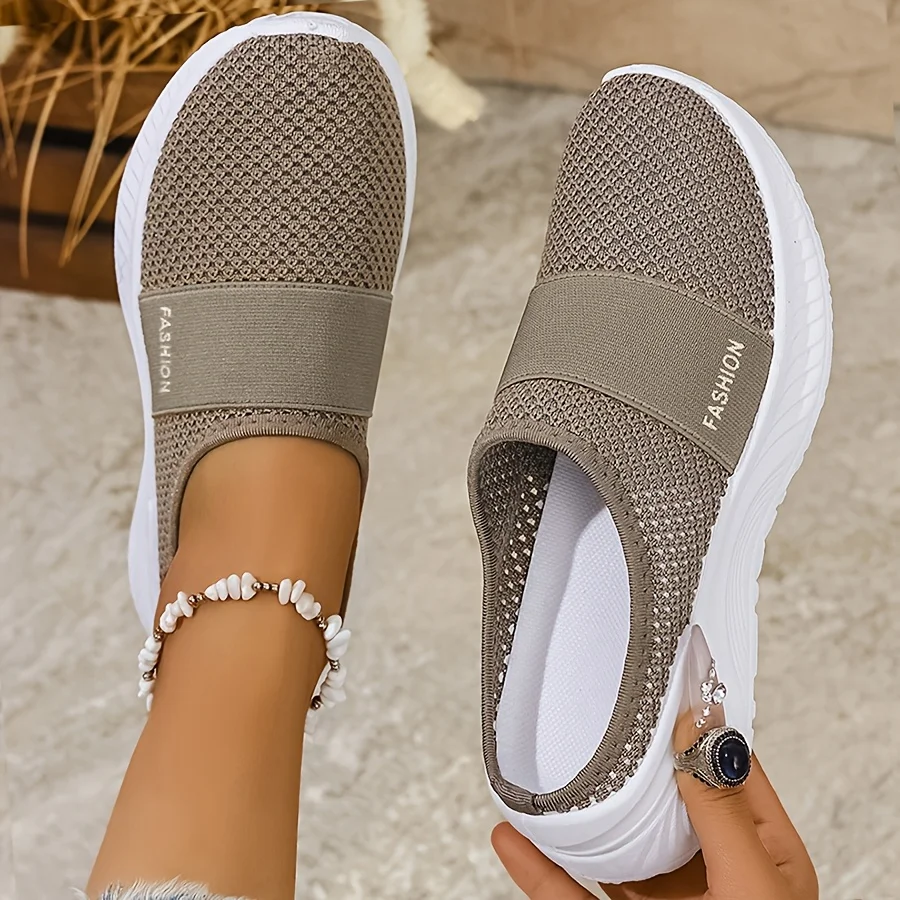 Women's Casual Slip-On Sneakers Breathable Fabric Lightweight PVC Sole Machine Washable Cleanable All-Season Comfort Shoes