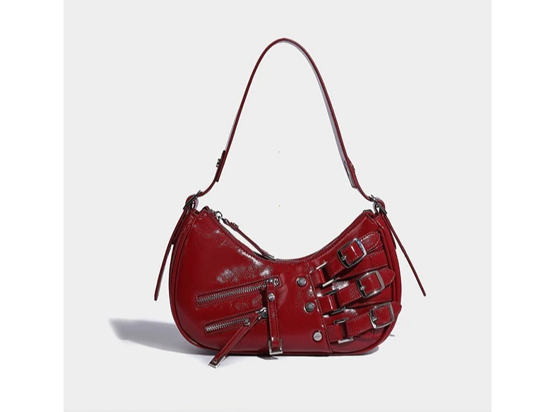 Vintage PU Leather Shoulder Bags For Women Y2K Trendy Cool American Motorcycle Bag 2026 Hot Sale Bags for Women Designer Handbag