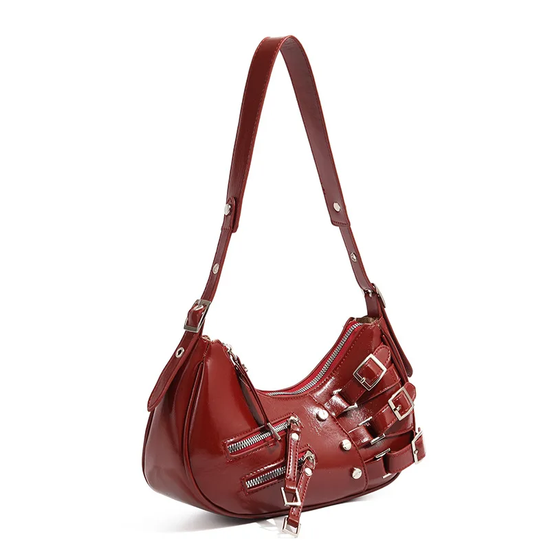 Vintage PU Leather Shoulder Bags For Women Y2K Trendy Cool American Motorcycle Bag 2026 Hot Sale Bags for Women Designer Handbag