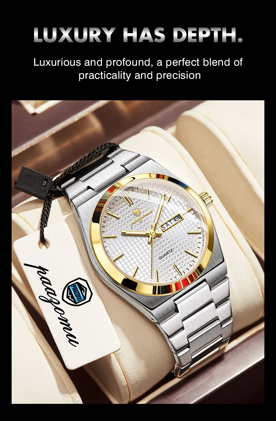 Customized Watch PAAZOMU Luxury Men Clock Fashion Luminous Waterproof Chronograph Date Watch For Man Quartz Men's Watches Reloj