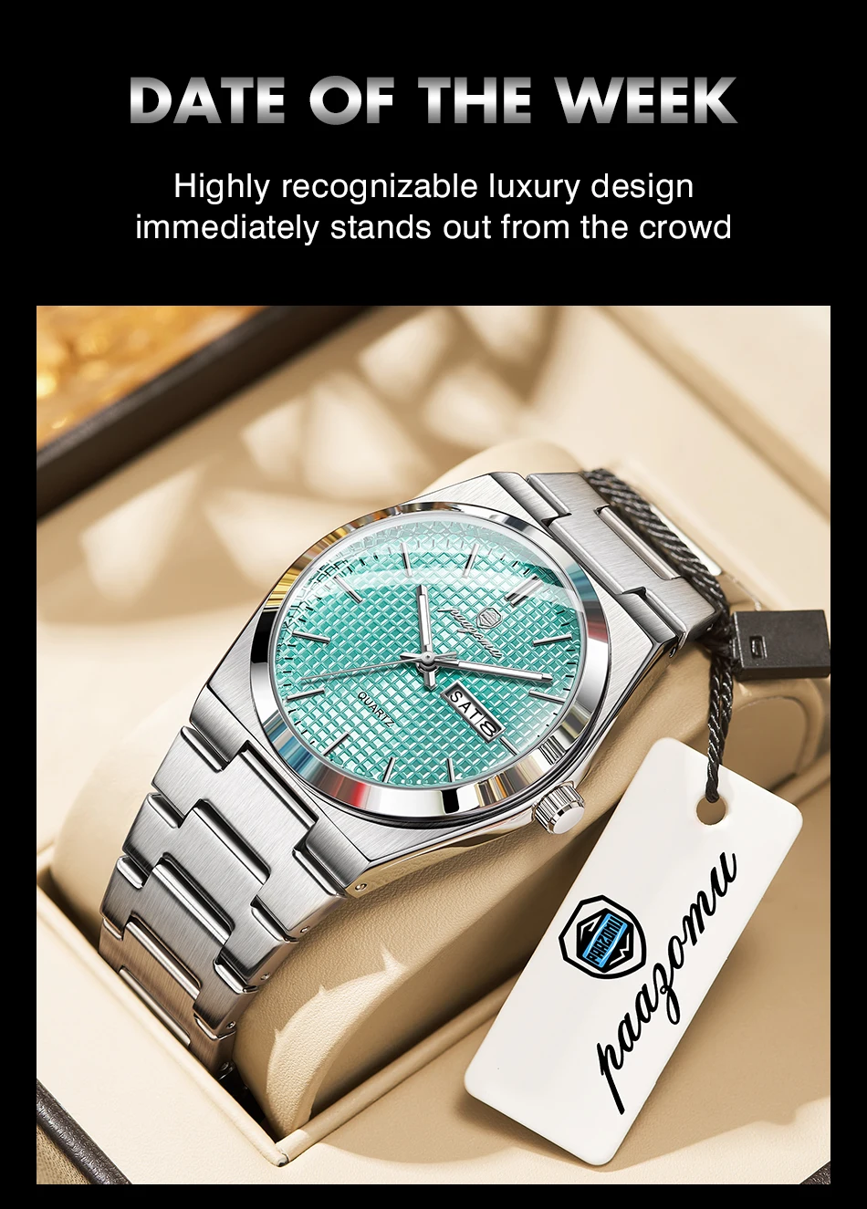 Customized Watch PAAZOMU Luxury Men Clock Fashion Luminous Waterproof Chronograph Date Watch For Man Quartz Men's Watches Reloj