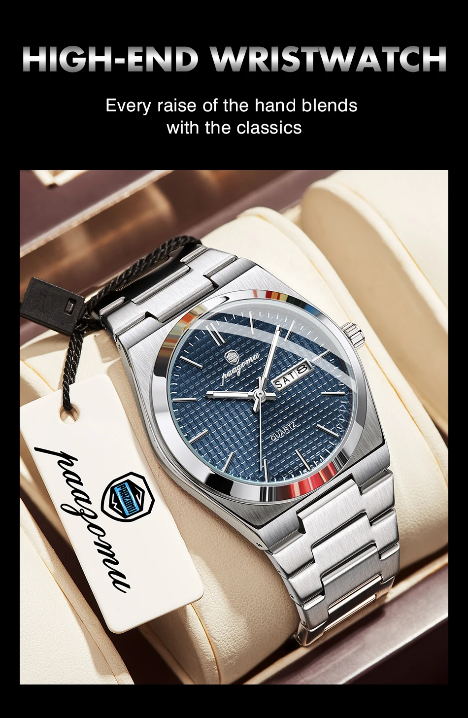 Customized Watch PAAZOMU Luxury Men Clock Fashion Luminous Waterproof Chronograph Date Watch For Man Quartz Men's Watches Reloj