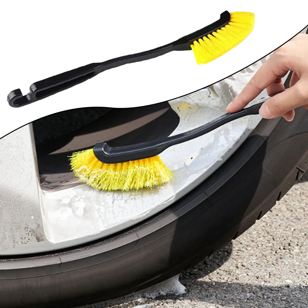 1pc Car Wheel Tire Rim Brush Curved Head Flexible Truck Wheel Hub Wash Detail Deep Cleaning Brushes Cleaner Hand Tools