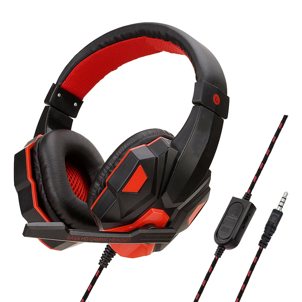 Gaming Headphones 3.5mm Wired PC Bass Stereo Gamer Headset Phone Laptop Earphone Helmet With Microphone For PS4 Xbox One Switch