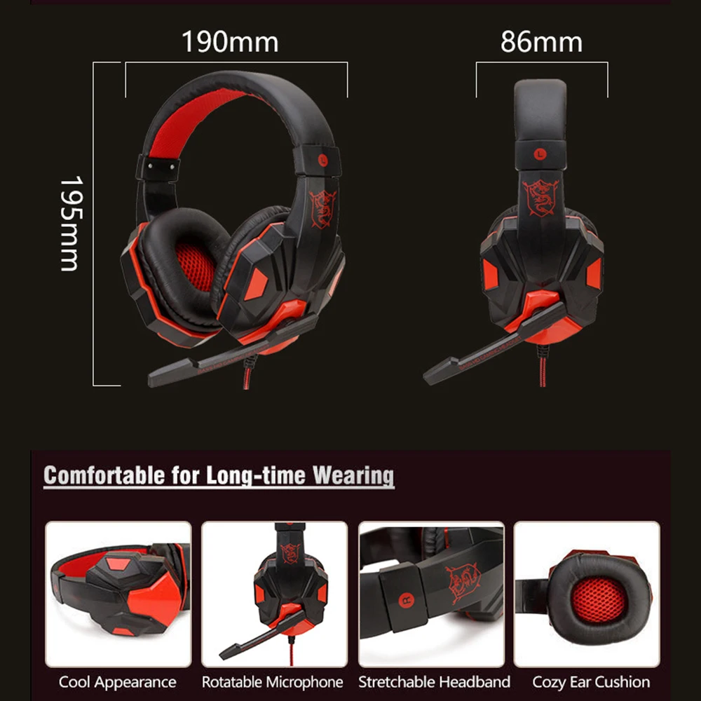 Gaming Headphones 3.5mm Wired PC Bass Stereo Gamer Headset Phone Laptop Earphone Helmet With Microphone For PS4 Xbox One Switch