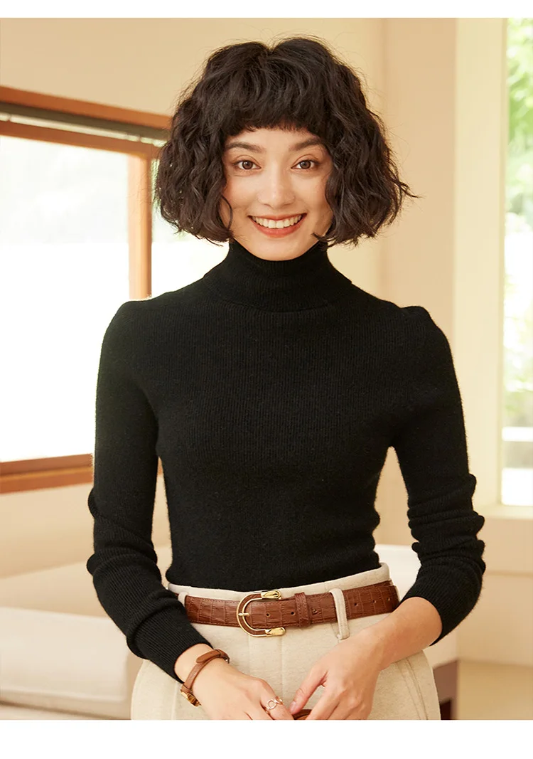 Autumn and Winter New Women's Sweater 100% Pure Cashmere High Collar Hoodie Knitted Basic Style Hot Selling Women's Top
