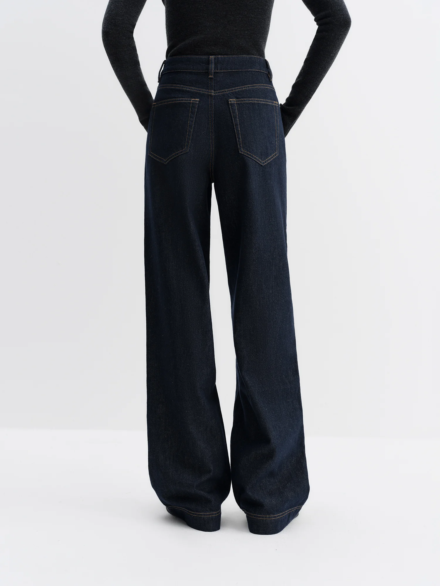 FSLE Straight High Waist Jeans for Women Winter Solid Simple All-match 2025 New Long and Short Versatile Pants Korean Style