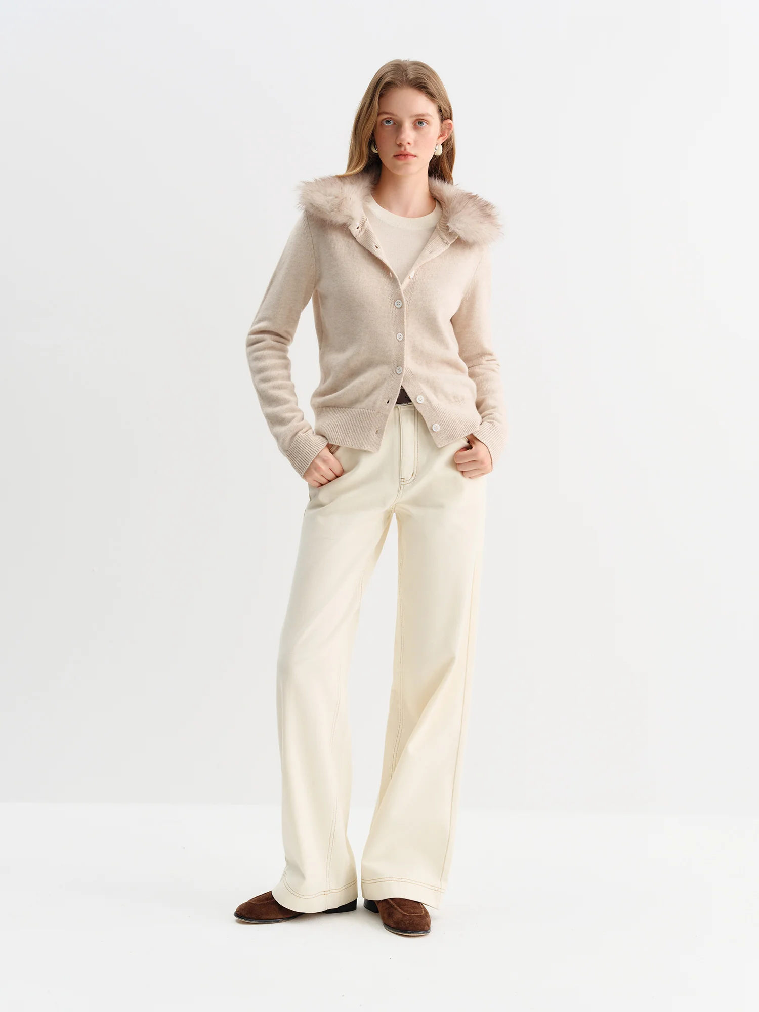 FSLE Straight High Waist Jeans for Women Winter Solid Simple All-match 2025 New Long and Short Versatile Pants Korean Style