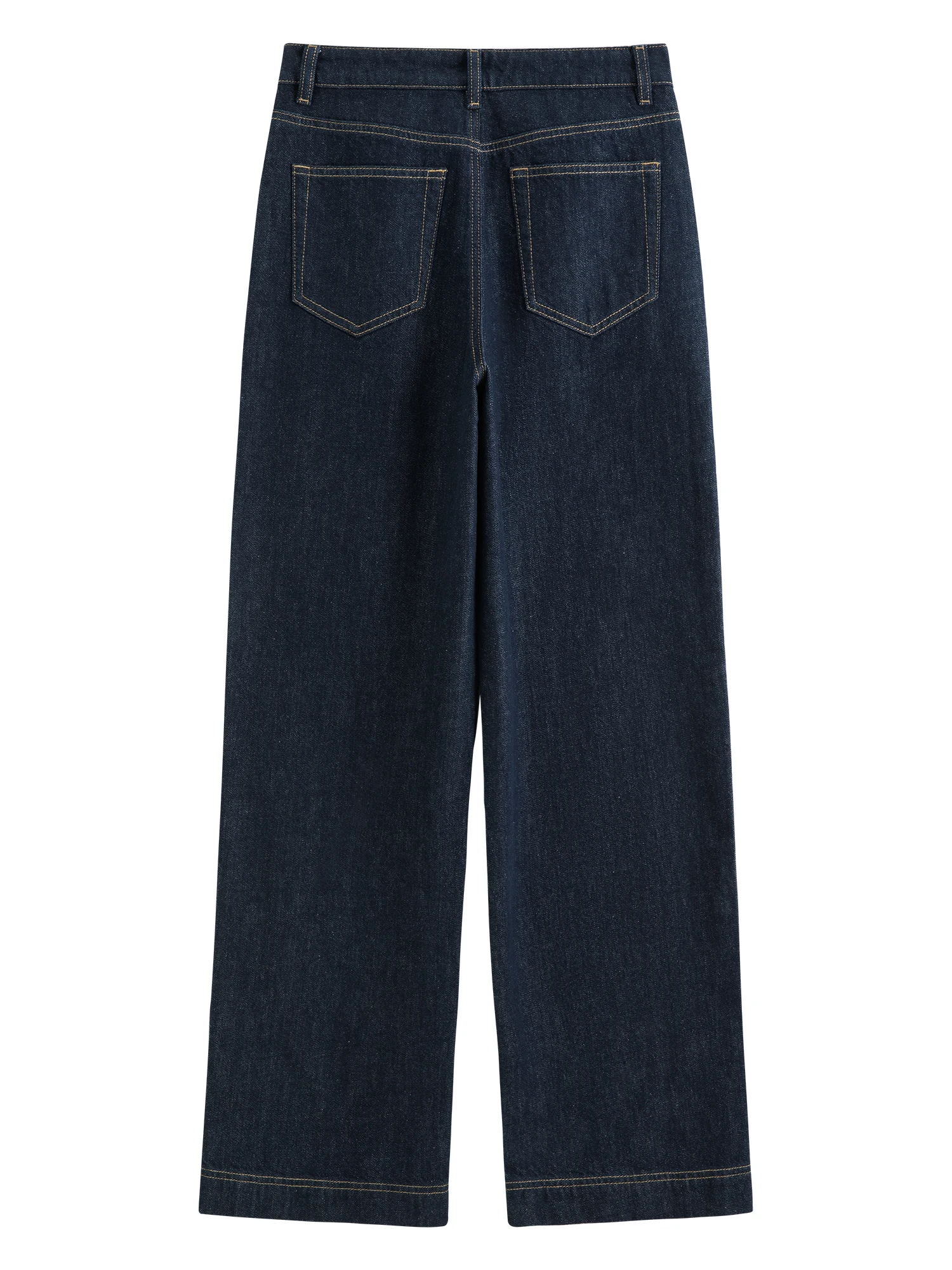 FSLE Straight High Waist Jeans for Women Winter Solid Simple All-match 2025 New Long and Short Versatile Pants Korean Style