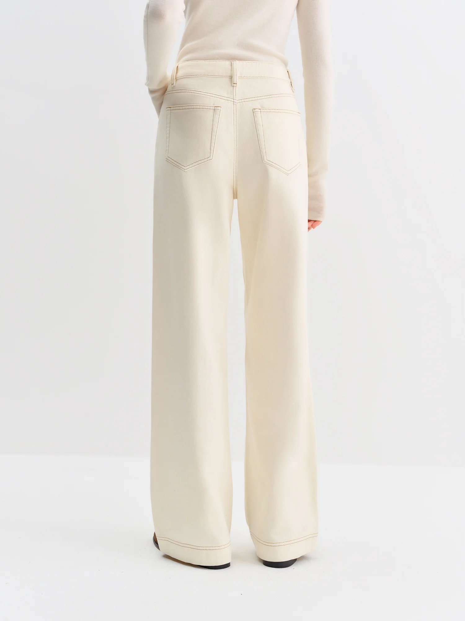 FSLE Straight High Waist Jeans for Women Winter Solid Simple All-match 2025 New Long and Short Versatile Pants Korean Style
