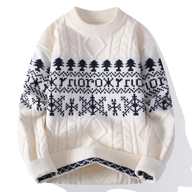 Legible Autumn and Winter Casual Sweaters Men Round Neck Collar Knitted Pullovers Male Loose Sweater Man