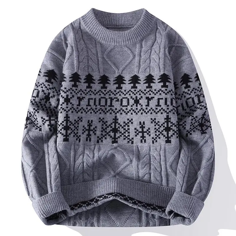 Legible Autumn and Winter Casual Sweaters Men Round Neck Collar Knitted Pullovers Male Loose Sweater Man