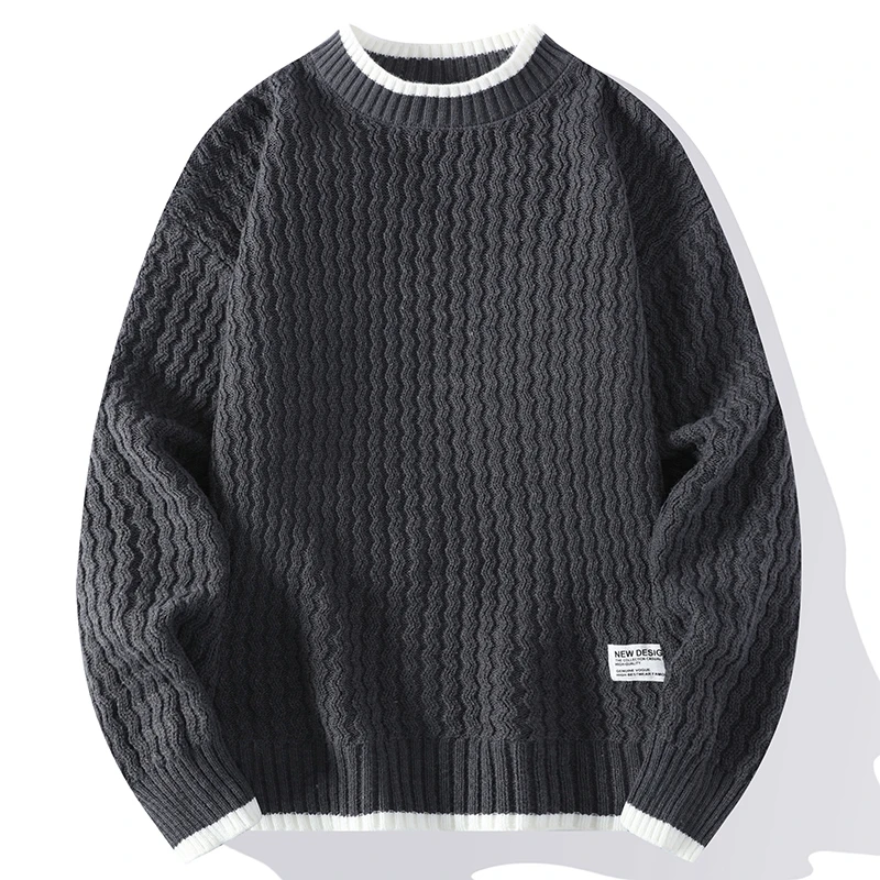 Legible Autumn and Winter Casual Sweaters Men Round Neck Collar Knitted Pullovers Male Loose Sweater Man