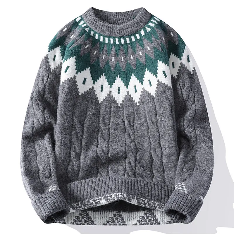 Legible Autumn and Winter Casual Sweaters Men Round Neck Collar Knitted Pullovers Male Loose Sweater Man