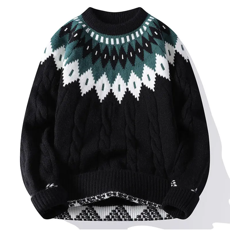 Legible Autumn and Winter Casual Sweaters Men Round Neck Collar Knitted Pullovers Male Loose Sweater Man