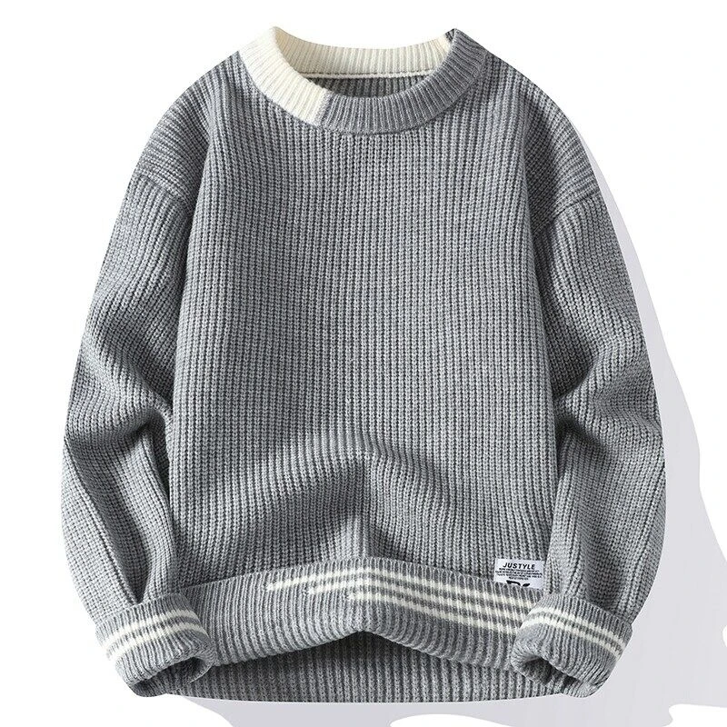 Legible Autumn and Winter Casual Sweaters Men Round Neck Collar Knitted Pullovers Male Loose Sweater Man