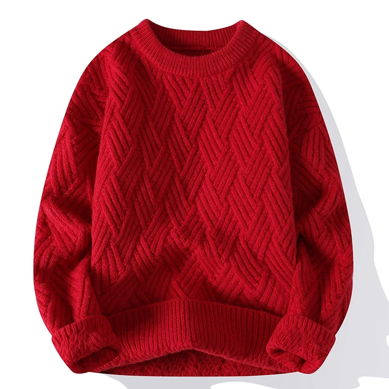 Legible Autumn and Winter Casual Sweaters Men Round Neck Collar Knitted Pullovers Male Loose Sweater Man