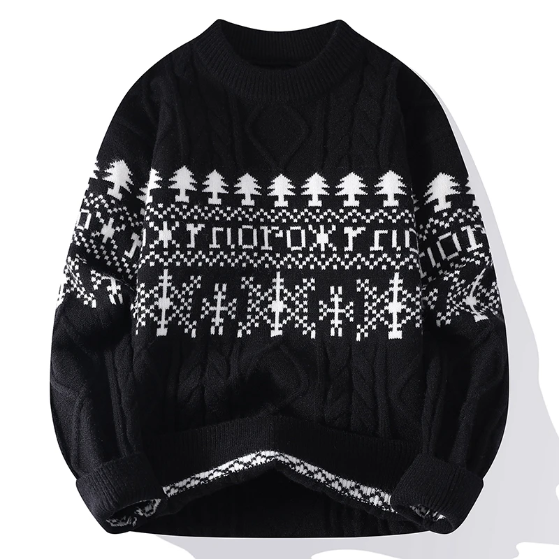 Legible Autumn and Winter Casual Sweaters Men Round Neck Collar Knitted Pullovers Male Loose Sweater Man