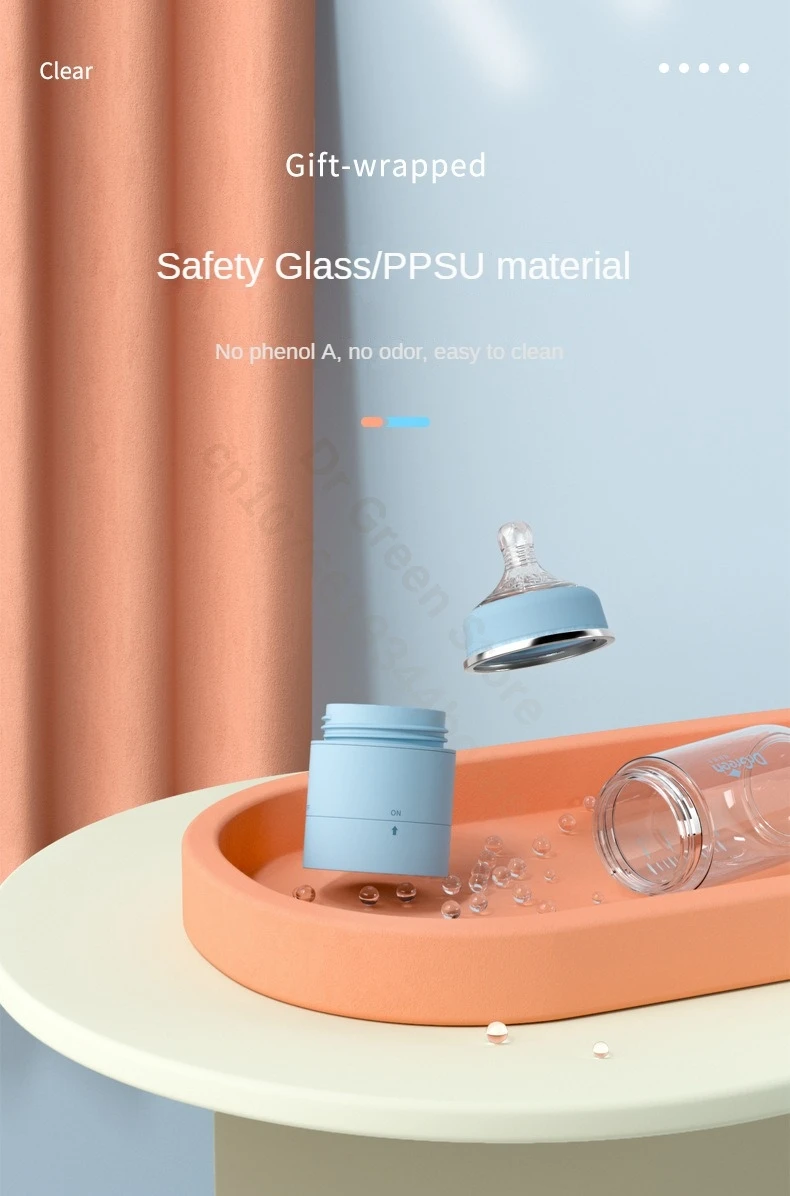 Dr.Green 4S Wide Mouth Bottle Newborn Baby Bottle PPSU 240ml/180ml Sealed isolation Fast milk filling Removable/Washable Bottles