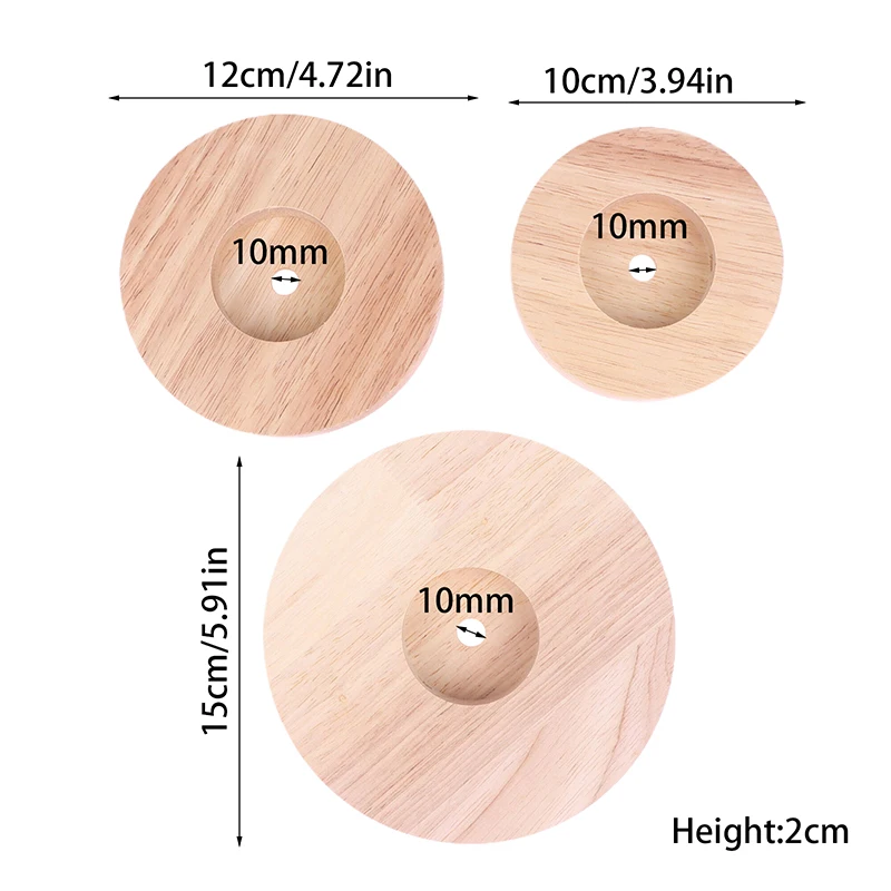 【NN71】10CM 12CM 15CM Wood Table Lamp Base Round Solid Wood Display Lamp Base Light Parts Stand For DIY Table Lamp Bases