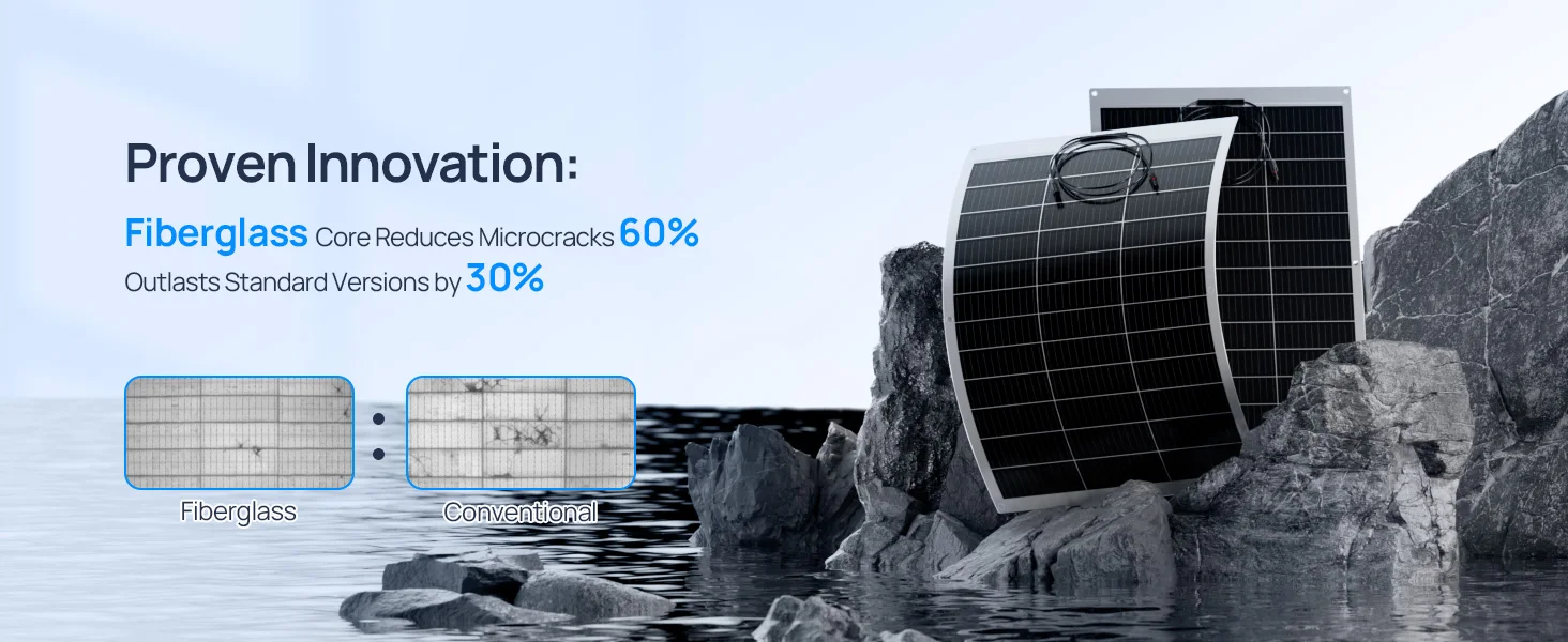 ECO-WORTHY 130 Watt 12BB Flexible Solar Panels,23.5% High-Efficiency Waterproof Monocrystalline Lightweight Solar Panel for RV
