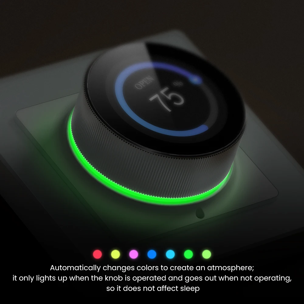AVATTO WiFi Smart Knob Curtain Switch,Precise Percentage Control,With Ambient Light Ring,Support Tuya Alexa Google Home Alice
