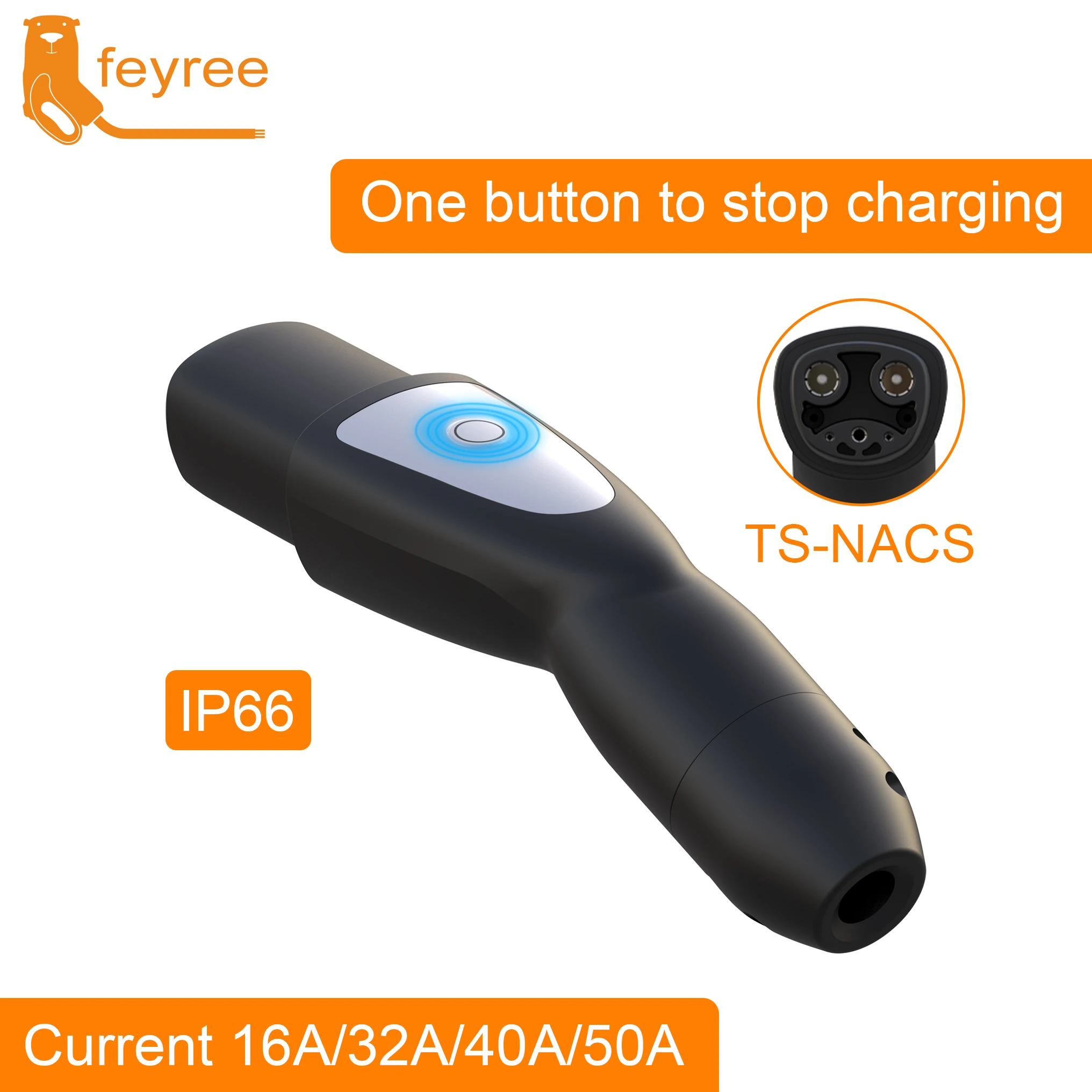 Feyree TS-NACS Socket Electric Car Charger EV Charger for Tesla Plug 16A 32A 40A 50A Current Electric Car Side for Model 3 X Y S