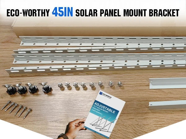 ECO-WORTHY Upgraded 45in Solar Panel Mount Brackets, with Foldable Tilt Legs, Suitable for 2pcs 100W/1pcs 200W 300W 400W
