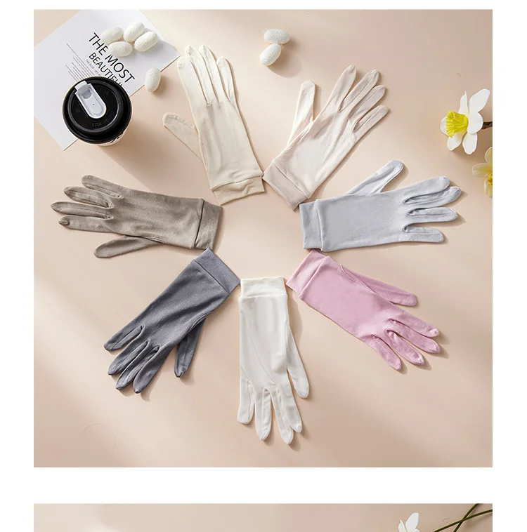 Birdtree, Women 100%Real Silk Knitted Gloves, Women's Sunproof Sleeping Glove, 2025 Fashion Casual Anti-sunburn Glove A48565QM