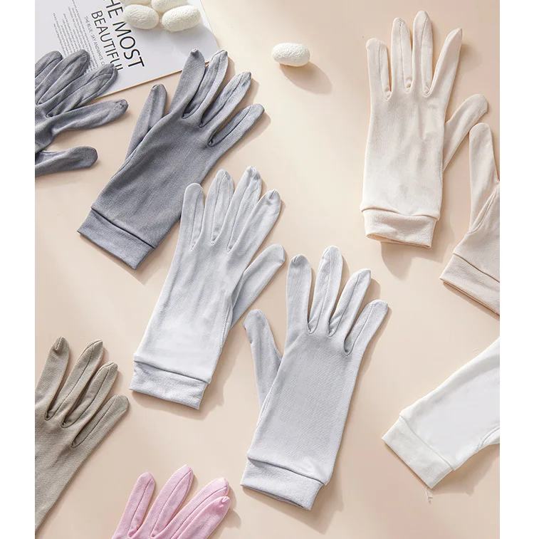 Birdtree, Women 100%Real Silk Knitted Gloves, Women's Sunproof Sleeping Glove, 2025 Fashion Casual Anti-sunburn Glove A48565QM