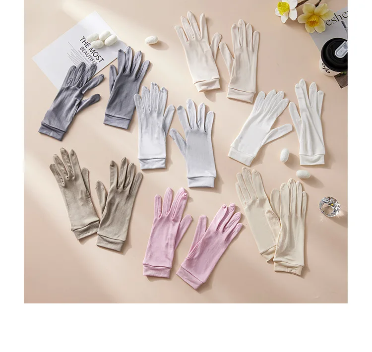 Birdtree, Women 100%Real Silk Knitted Gloves, Women's Sunproof Sleeping Glove, 2025 Fashion Casual Anti-sunburn Glove A48565QM