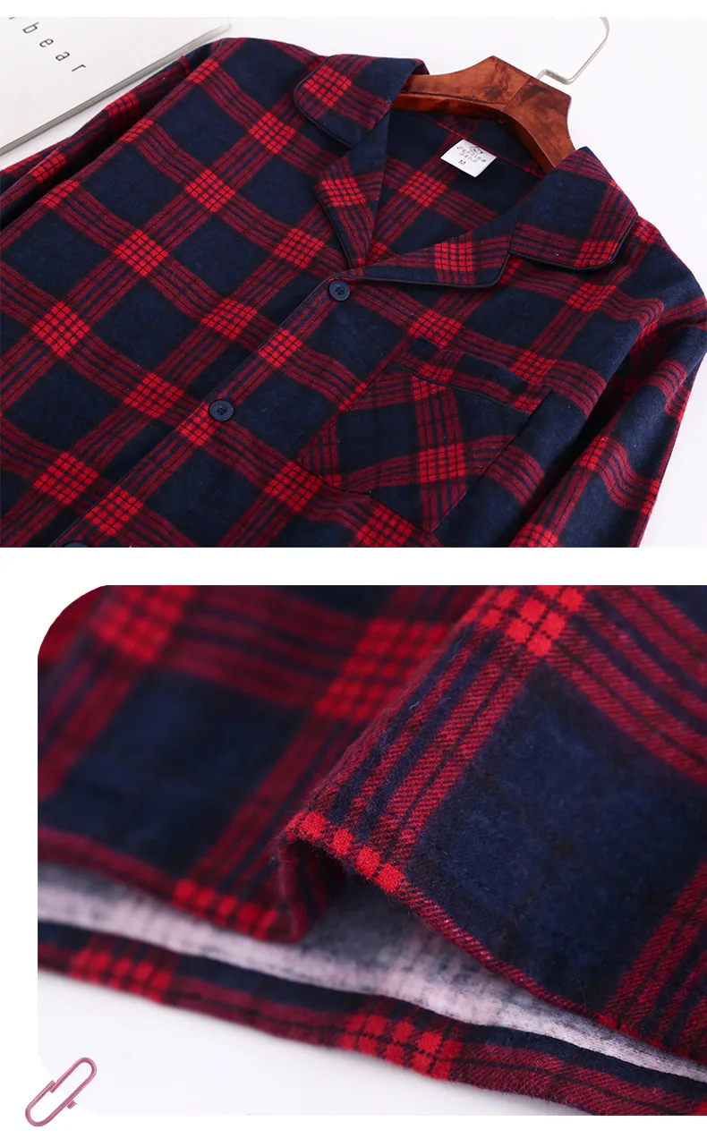Men's Home Suits Long-sleeved Trousers Suits for Autumn and Winter Pijamas for Men Flannel Plaid Design Pajamas for Men