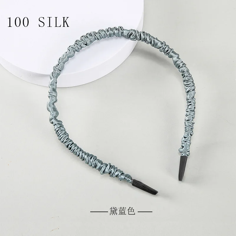 Birdtree, 16MM 100%Pure Real Silk Hair Hoop Band Headbands, For Women Girl Elastic Luxury Hair Accessories, New 2026 A36635QC