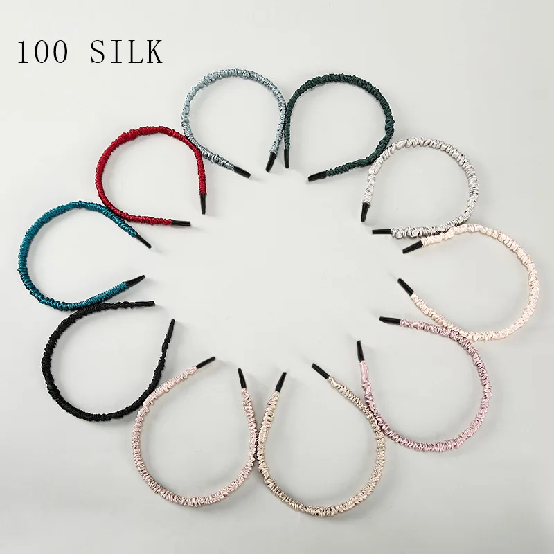 Birdtree, 16MM 100%Pure Real Silk Hair Hoop Band Headbands, For Women Girl Elastic Luxury Hair Accessories, New 2026 A36635QC