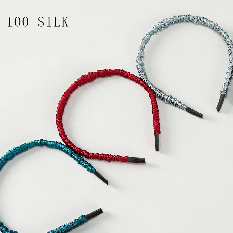 Birdtree, 16MM 100%Pure Real Silk Hair Hoop Band Headbands, For Women Girl Elastic Luxury Hair Accessories, New 2026 A36635QC