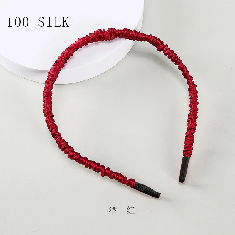 Birdtree, 16MM 100%Pure Real Silk Hair Hoop Band Headbands, For Women Girl Elastic Luxury Hair Accessories, New 2026 A36635QC