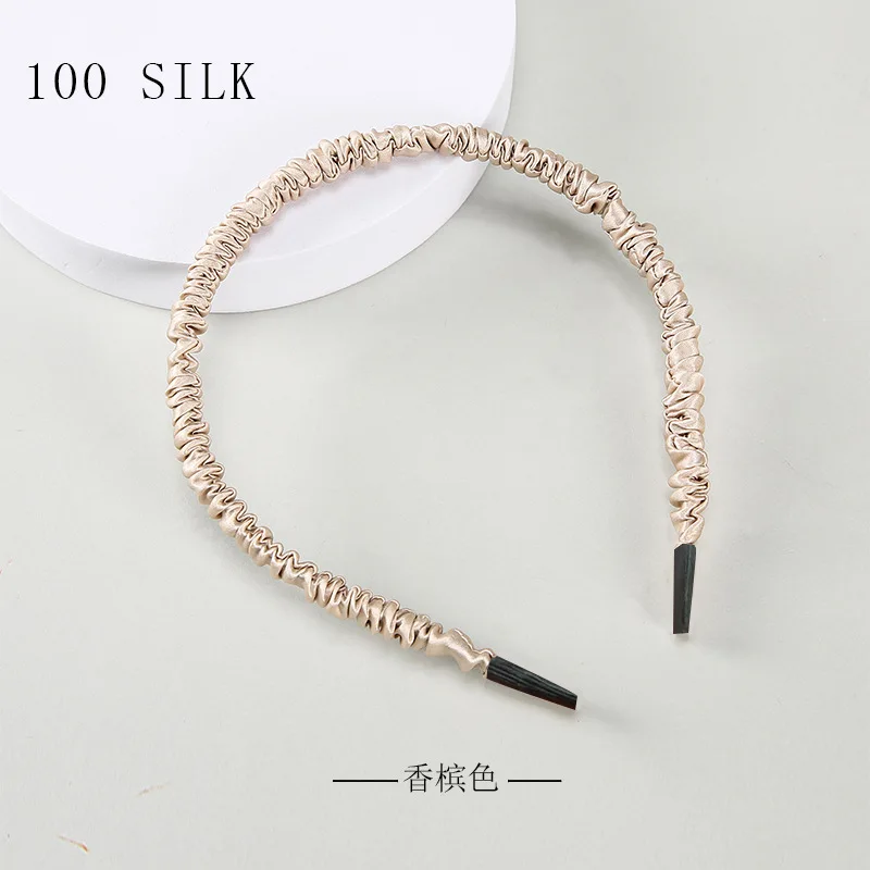 Birdtree, 16MM 100%Pure Real Silk Hair Hoop Band Headbands, For Women Girl Elastic Luxury Hair Accessories, New 2026 A36635QC