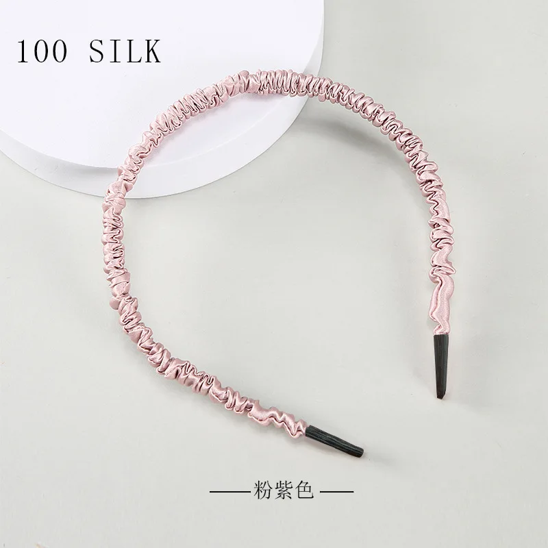 Birdtree, 16MM 100%Pure Real Silk Hair Hoop Band Headbands, For Women Girl Elastic Luxury Hair Accessories, New 2026 A36635QC
