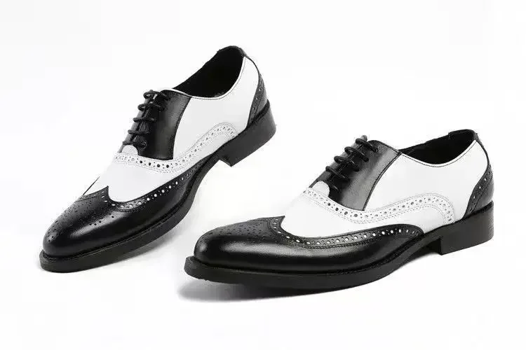 Luxury Men Brogue Shoes High Quality Lace-Up Dress Shoes for Men All Match Oxford Shoe Fashion Point Toe Men Party Wedding Shoes