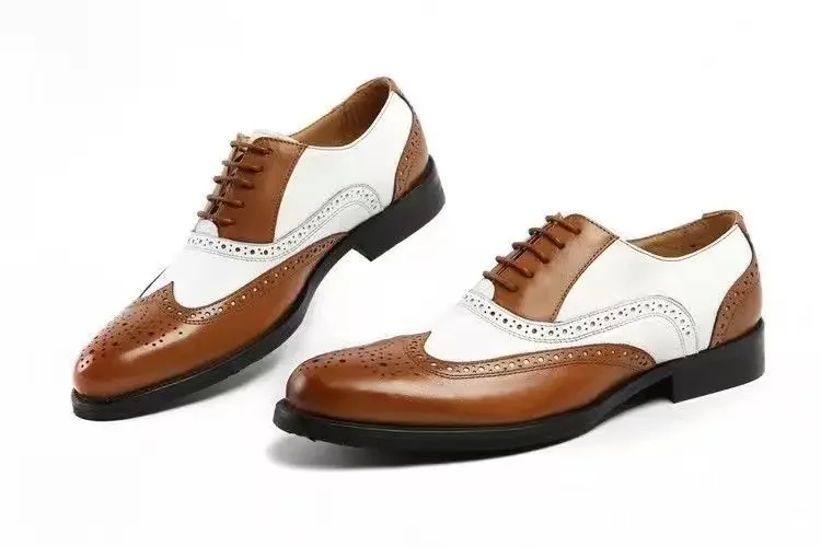 Luxury Men Brogue Shoes High Quality Lace-Up Dress Shoes for Men All Match Oxford Shoe Fashion Point Toe Men Party Wedding Shoes